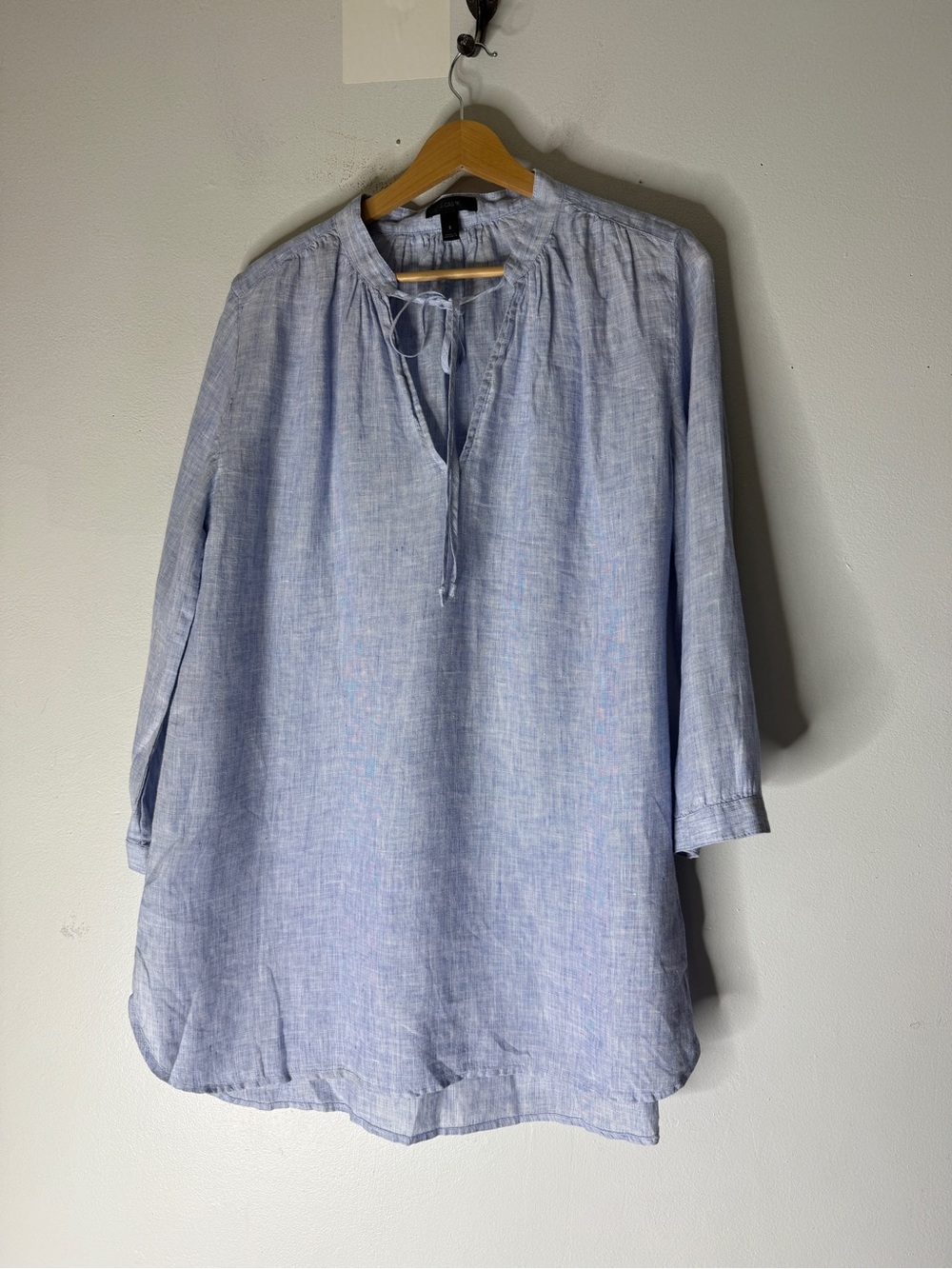 J Crew Linen Doris Tunic Top Mini Dress Blue Size Small